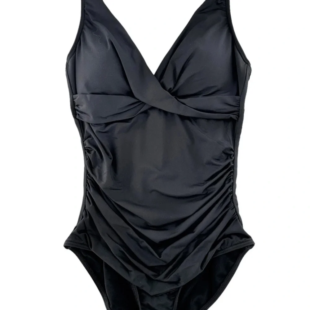 Nwt Sea Level One Piece Swimsuit Twist Top Ruched Sz 10 - Picture 3 of 13